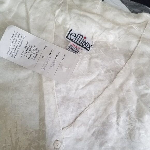 Plus Small Off White Ecru Le Mieux Top Long Sleeve Button Down Women's - Picture 10 of 10